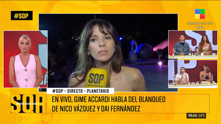 Gimena Accardi opinó sobre el romance entre Nicolás Vázquez y Dai Fernández. Foto: captura de video/ América TV. Gimena Accardi opinó sobre el romance entre Nicolás Vázquez y Dai Fernández. Foto: captura de video/ América TV.