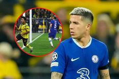 Enzo Fernández quedó retratado en el gol del Borussia Dortmund y fue objeto de burlas y memes.