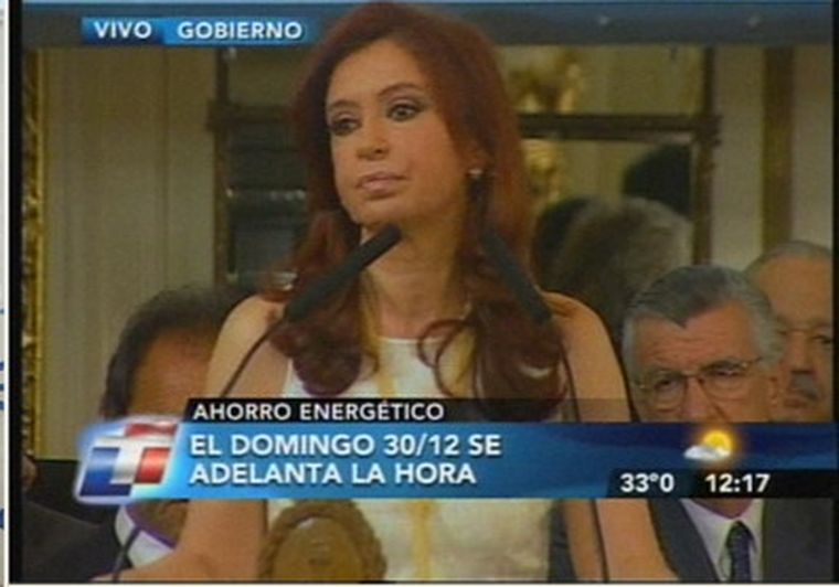 Cristina Fernández, en el acto del anuncio del plan de ahorro energético. Foto: TV