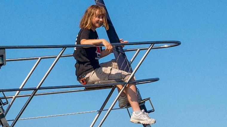 La activista sueca Greta Thunberg viaja a bordo de la embarcación de la Flotilla de la libertad.