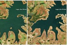 La comparación de estas imágenes de la NASA es una preocupante evidencia de la sequía en Brasil: la imagen izquierda fue tomada el 12 de junio de 2019, la derecha el 17 de junio de este año. Foto: NASA