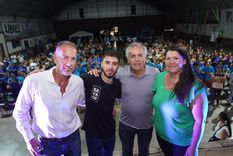 Ernesto Mancinelli, Lucas Luppo y Alfredo Cornejo en el acto de lanzamiento del precandidato a intendente de Lavalle. Foto: Twitter @alfredocornejo