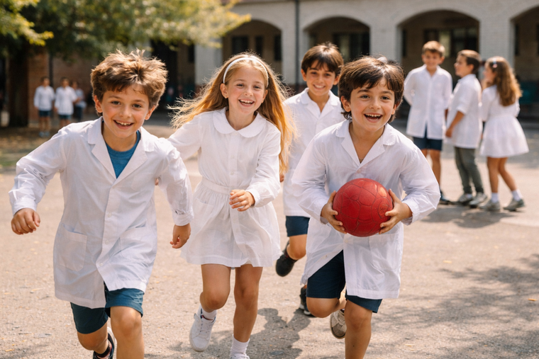 El guardapolvo blanco es un invento argentino. (Imagen creada con IA).
