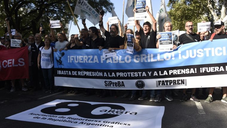 El sindicato de prensa se manifestó en el lugar donde fue herido Foto: Juan Mateo Aberastain Zubimendi / MDZ.