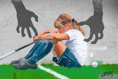 MDZol | ilustración abusos en el deporte hockey 1