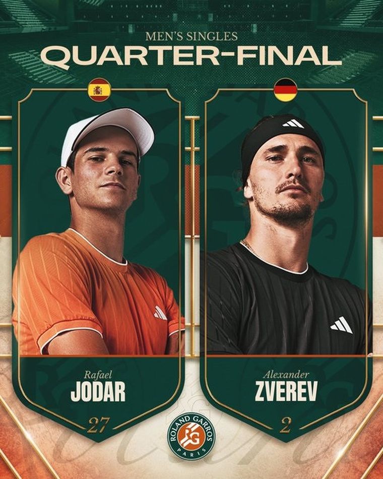 Zverev y Jódar se verán las caras en cuartos de final de Roland Garros. Zverev y Jódar se verán las caras en cuartos de final de Roland Garros.