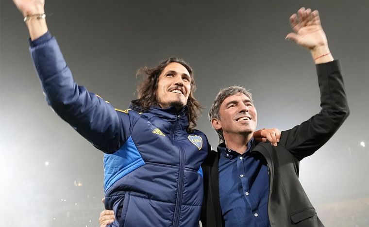 Manteca Martínez acompañó a Cavani en su llegada. Foto: Boca Juniors