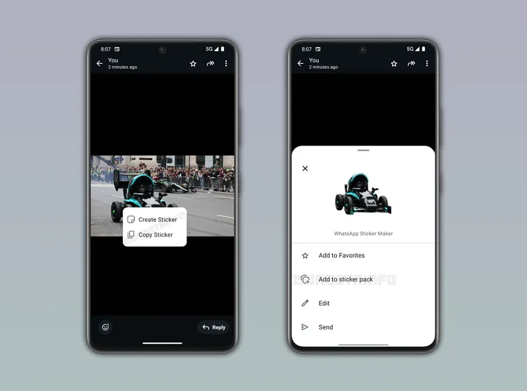 La interfaz de WhatsApp muestra un nuevo menú para transformar fotos en stickers de forma directa. La interfaz de WhatsApp muestra un nuevo menú para transformar fotos en stickers de forma directa.