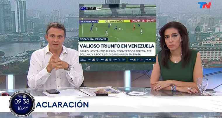 El pedido de disculpas de TN por el zócalo. Foto: Captura