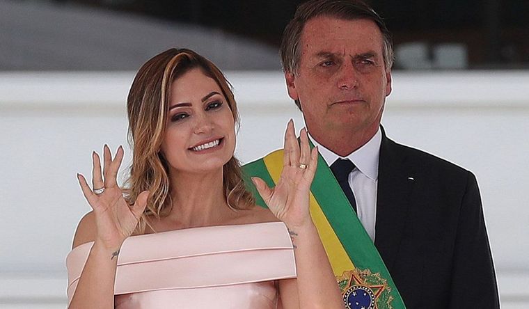 Michelle, junto a su marido, Jair Bolsonaro. Foto: Efe.