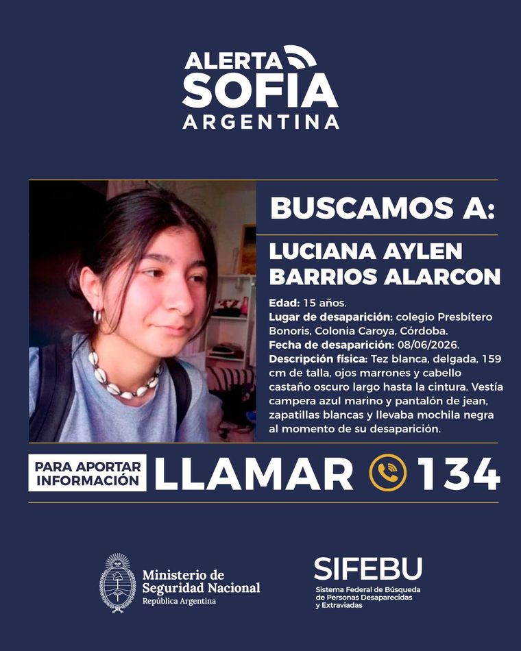 Se emitió la Alerta Sofía por Luciana Barrios Alarcón. Se emitió la Alerta Sofía por Luciana Barrios Alarcón.
