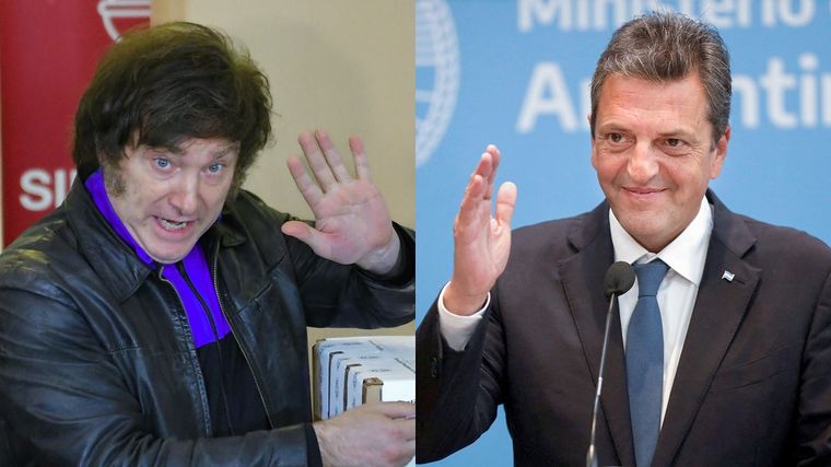 Javier Milei y Sergio Massa, dos opciones antagónicas de un futuro incierto Foto: Noticias Argentinas