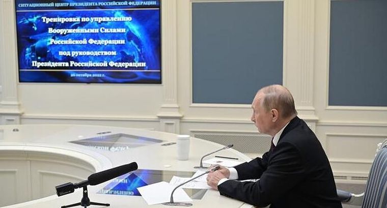 Putin supervisó los ejercicios militares de disuasión nuclear por videoconferencia Foto: Russian President Press Office