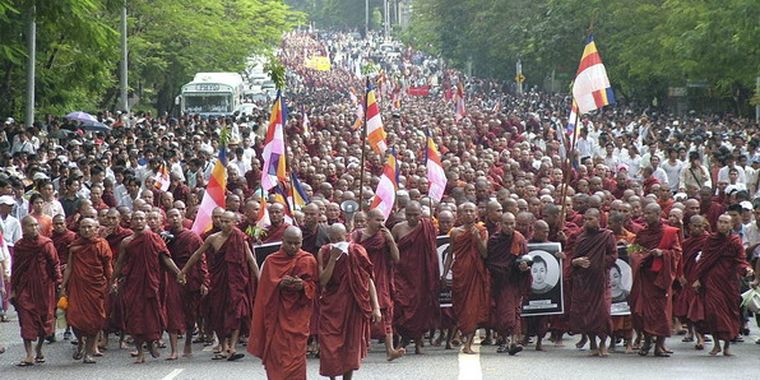 Foto archivo de las protestas de los monjes en Myanmar. Foto: Archivo AP
