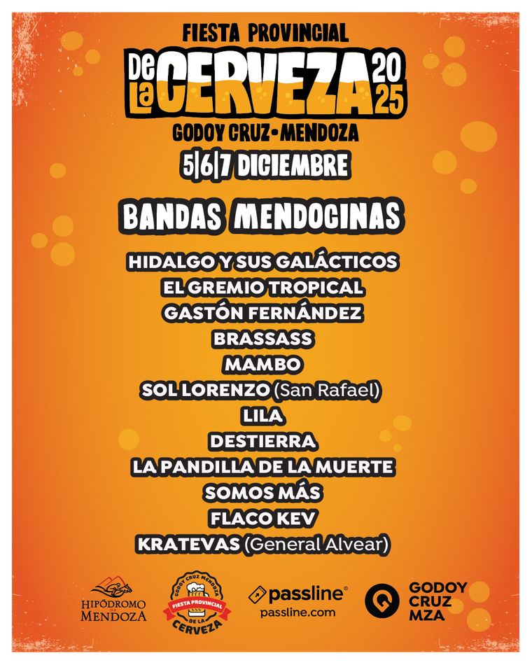 Las bandas mendocinas que estarán en la fiesta. Las bandas mendocinas que estarán en la fiesta.