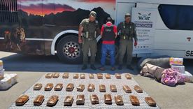 El hombre detenido con el cargamento de marihuana que tenía a Mendoza como destino.  El hombre detenido con el cargamento de marihuana que tenía a Mendoza como destino.