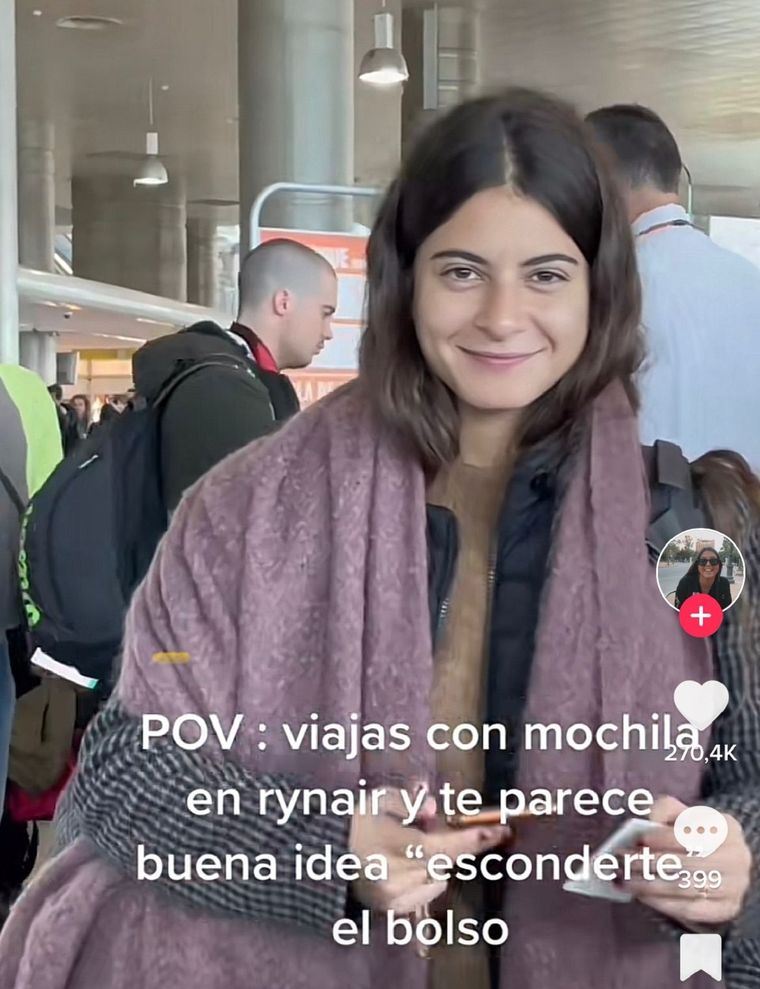Una tiktoker compartió cómo pasó una maleta extra sin pagar antes de subir al avión