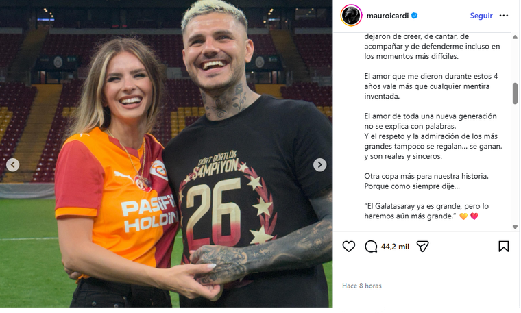 Mauro Icardi en redes.