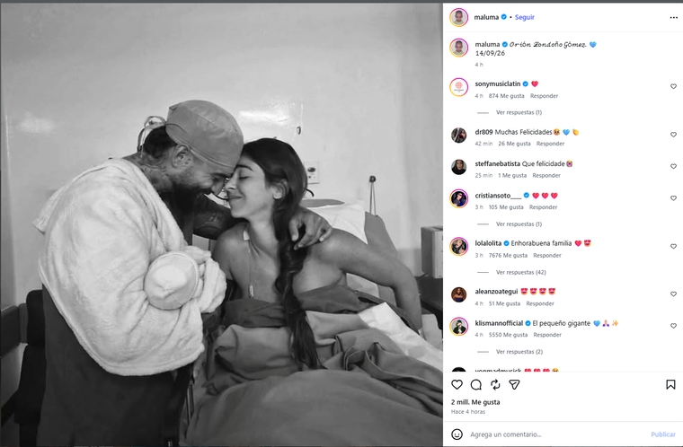 Maluma y su pareja con su bebé. Maluma y su pareja con su bebé.