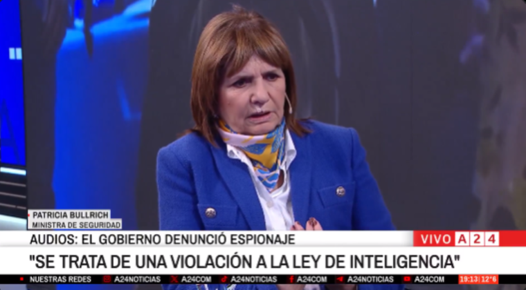 Patricia Bullrich aseguró que hay una operación de inteligencia en contra del Gobierno y disparó contra Rial. 