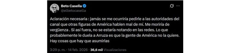 Beto Casella le respondió fulminante a Yanina Latorre. Beto Casella le respondió fulminante a Yanina Latorre.
