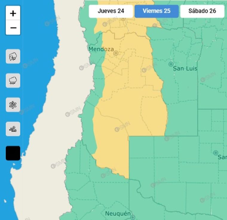 El SMN emitió un alerta por Zonda para este viernes en Mendoza. El SMN emitió un alerta por Zonda para este viernes en Mendoza.