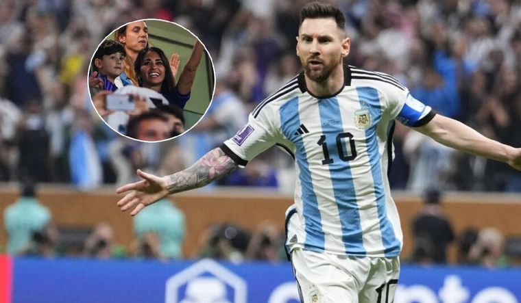 El capitán Lionel Messi anotó el primer gol de la tarde y Antonela Roccuzzo festejó desde la tribuna.