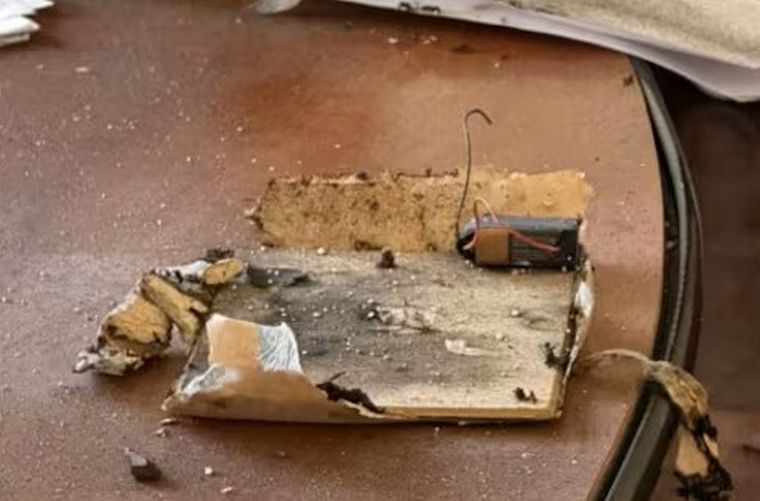 Cómo era la bomba que generó la explosión en la Escuela de Gendarmería. Fotos: TN