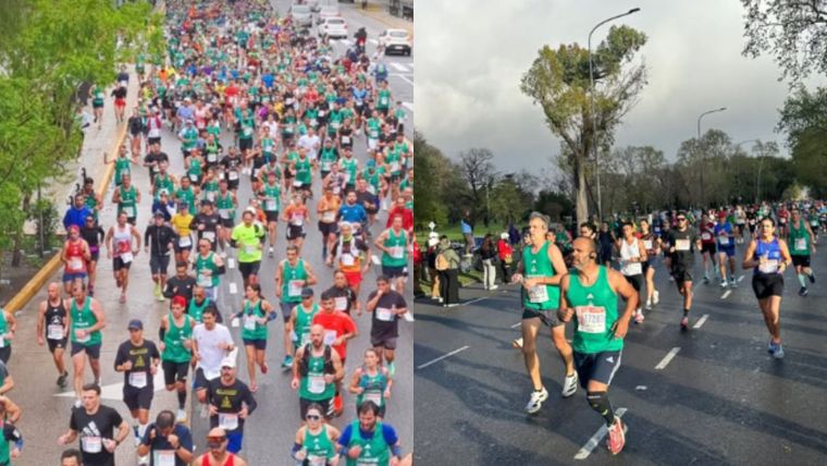 Los corredores enfrentaron el mal tiempo y largaron en el Maratón de Buenos Aires.