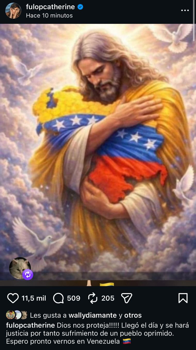 El posteo de Catherine Fulop.