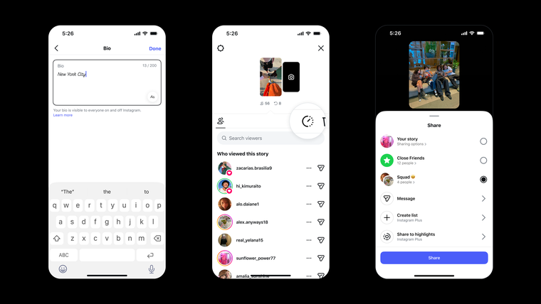 Nuevas funciones para usuarios de Instagram Plus. Nuevas funciones para usuarios de Instagram Plus.