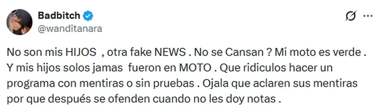 El descargo de Wanda Nara en redes sociales. El descargo de Wanda Nara en redes sociales.