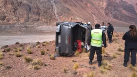 La escena del accidente en Uspallata.