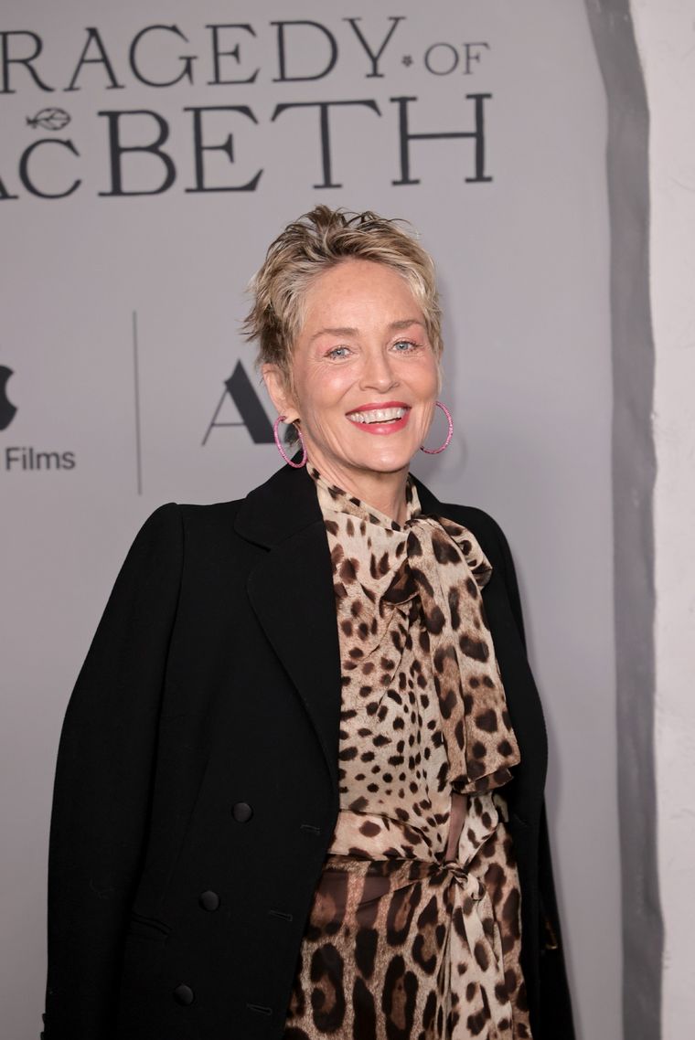Sharon Stone combina el animal print con el negro para producir looks de alto impacto Foto: Harpers Bazaar