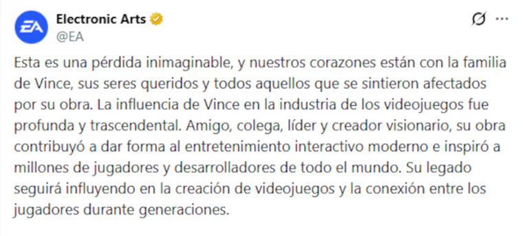 El mensaje de Electronic Arts. El mensaje de Electronic Arts.