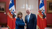 Patricia Bullrich junto a José Antonio Kast.&nbsp;