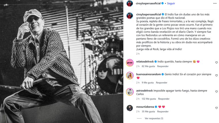 Ciro conmovido por la partida del Indio Solari. Ciro conmovido por la partida del Indio Solari.