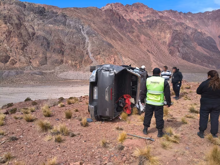 La escena del accidente en Uspallata.