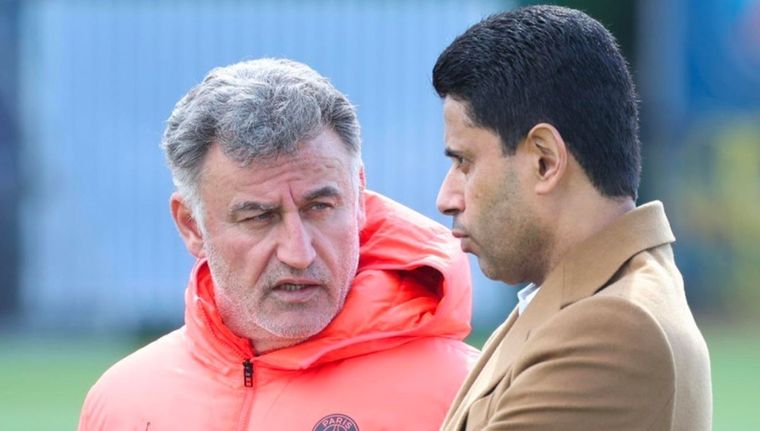 Galtier junto al presidente del PSG, Nasser Al-Khelaïfi. Foto: @PSG_espanol