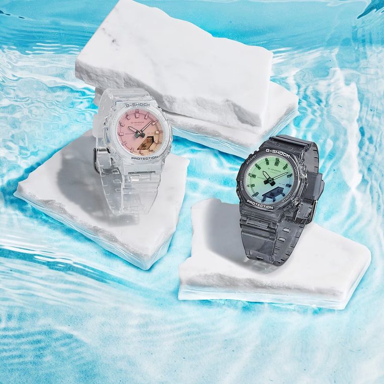 La famosa familia G-Shock incorpora resina translúcida para garantizar una ligereza sin precedentes. La famosa familia G-Shock incorpora resina translúcida para garantizar una ligereza sin precedentes.
