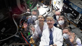 Los miembros del equipo de holoportación proyectados en la Estación Espacial Internacional. Foto: astronauta de la ESA (Agencia Espacial Europea) Thomas Pesquet