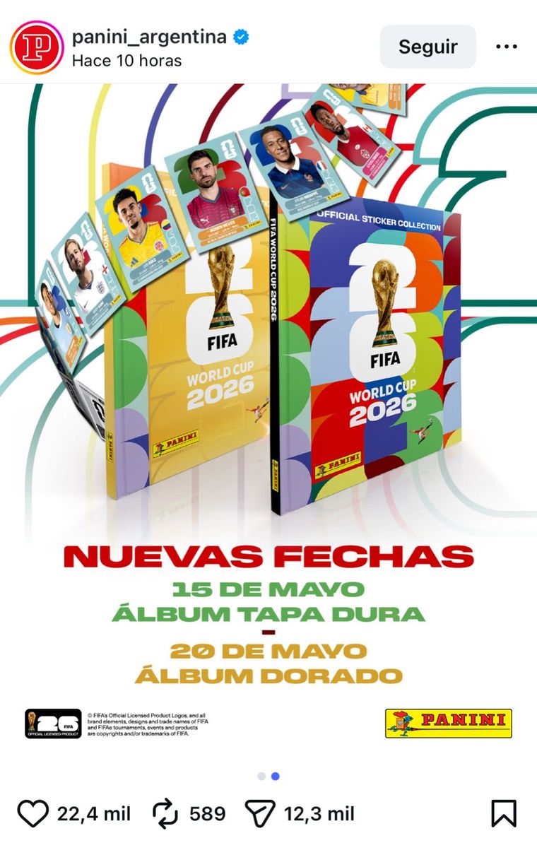 Panini informó que posterga el lanzamiento del álbum del Mundial 2026, en sus versiones de tapa dura y edición dorada. Panini informó que posterga el lanzamiento del álbum del Mundial 2026, en sus versiones de tapa dura y edición dorada.