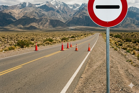Muchos conductores confunden esta señal vial con la clásica indicación de contramano. Foto: Gemini IA Muchos conductores confunden esta señal vial con la clásica indicación de contramano. Foto: Gemini IA
