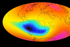 La Anomalía del Atlántico Sur se expandió notablemente entre 2014 y 2025, debilitando el campo magnético sobre Sudamérica. La Anomalía del Atlántico Sur se expandió notablemente entre 2014 y 2025, debilitando el campo magnético sobre Sudamérica.