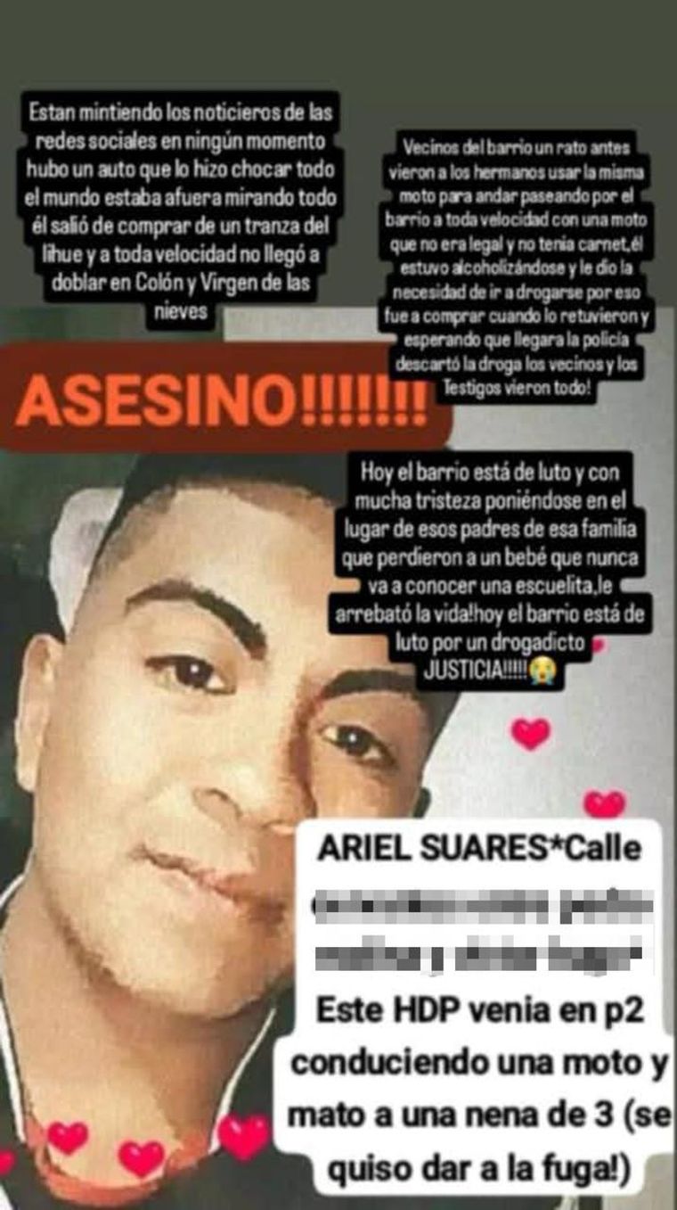 El duro escrache contra el motociclista en Facebook. 