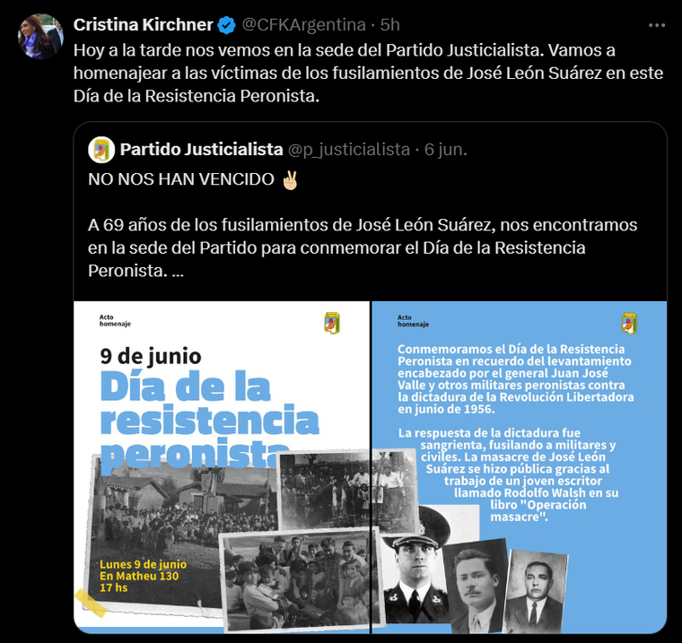 La convocatoria de Cristina Fernández de Kirchner a la sede del PJ Nacional.