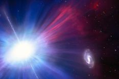 Esta es una recreación artística de una de las explosiones más brillantes jamás vistas en el espacio. Llamado Evento Transitorio Óptico Azul Rápido (LFBOT), brilla perfectamente en luz azul y se desvanece rápidamente, alcanzando un brillo máximo y apagándose nuevamente en cuestión de días, supernovas desconocidas que tardan semanas o meses en atenuarse.