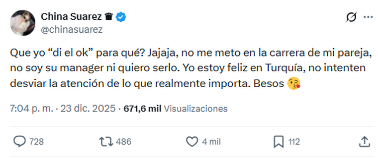 La China Suárez desmintió rumores. La China Suárez desmintió rumores. 