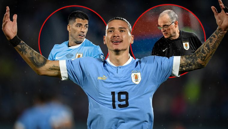 Suárez contó un duro episodio entre Darwin Núñez y Bielsa. Foto: NA y @Uruguay