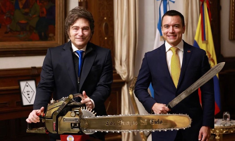 Javier Milei junto a Daniel Noboa.